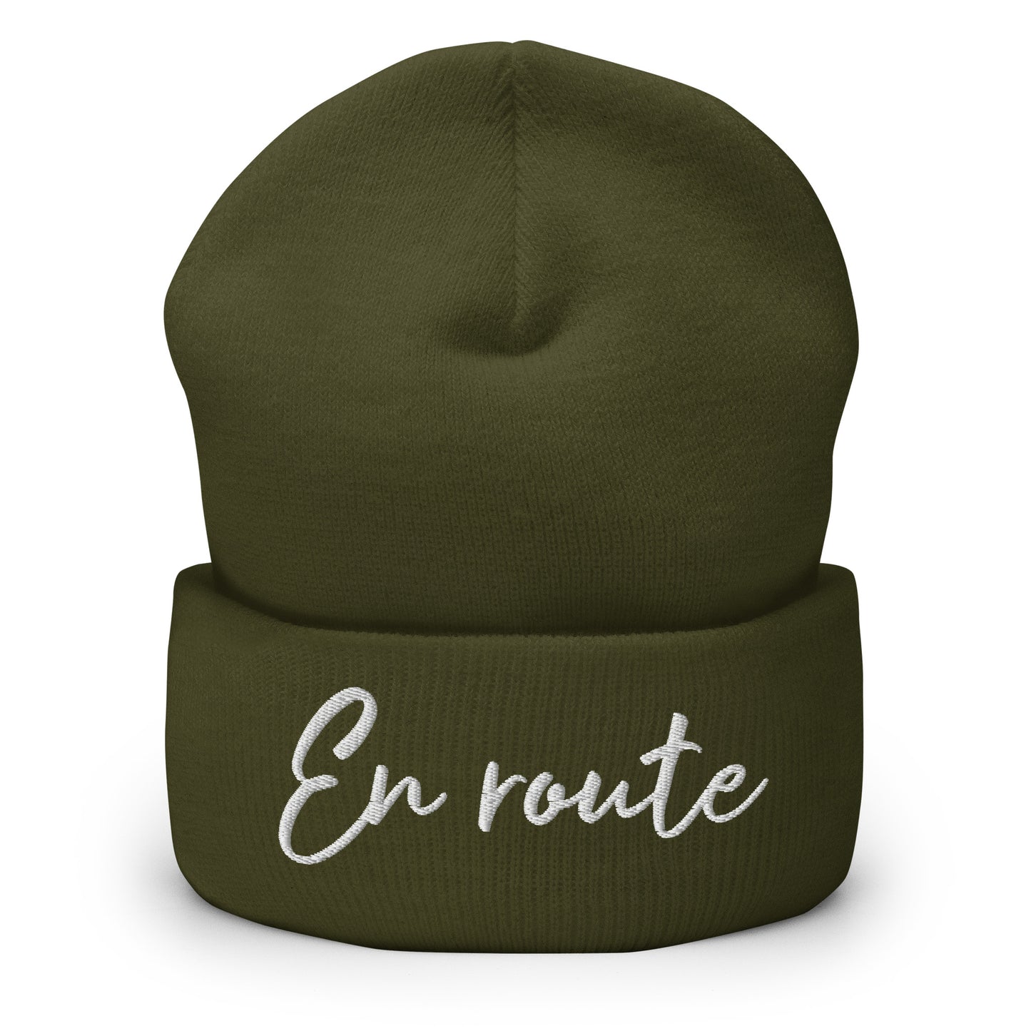 En route Beanie embroidered with turned edge available in Black, Navy, Anthracite, Blue, Red, Green or Gray