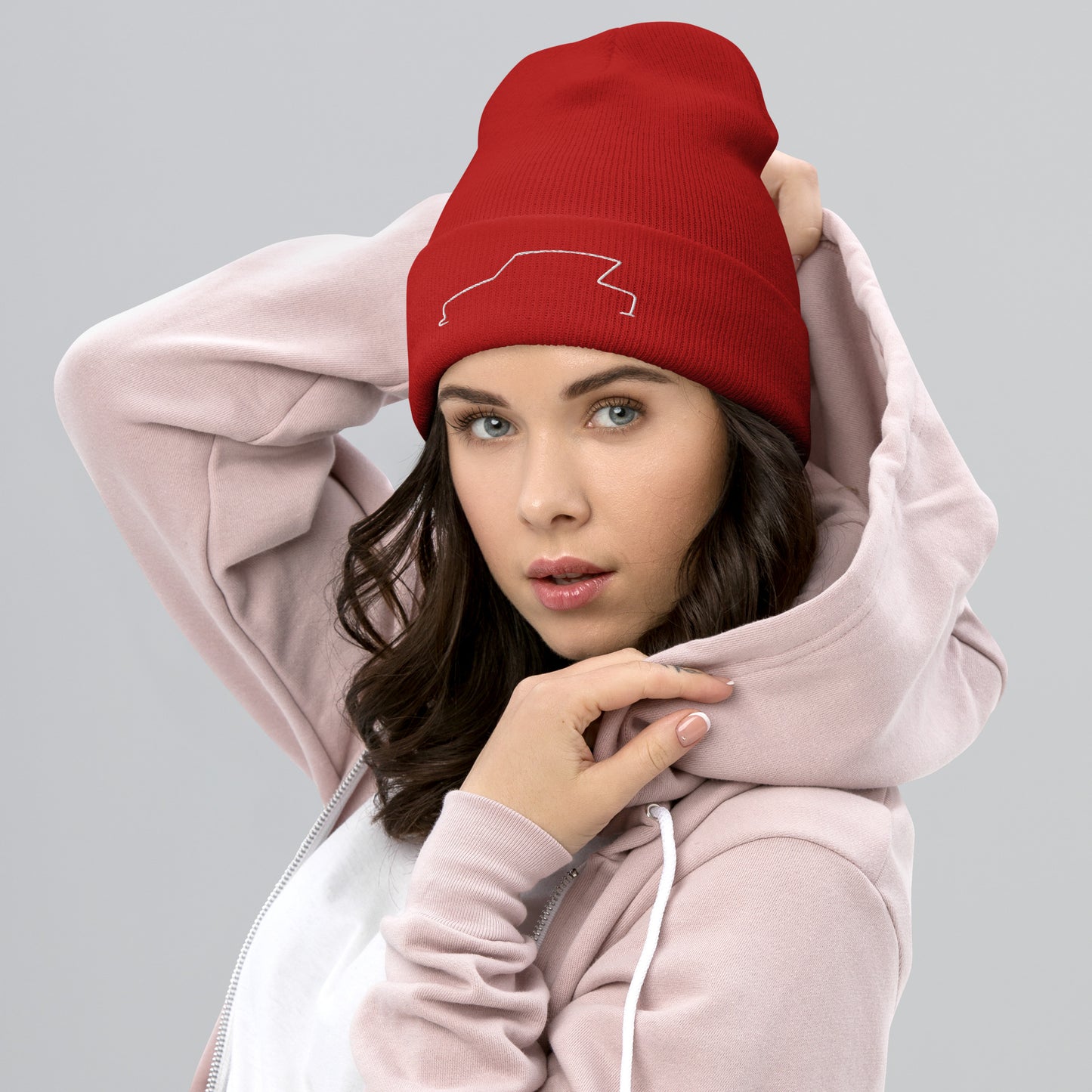 Silhouette Collectie – Citroën Ami 6 Lijnkunst Beanie | Minimalistisch & Elegant