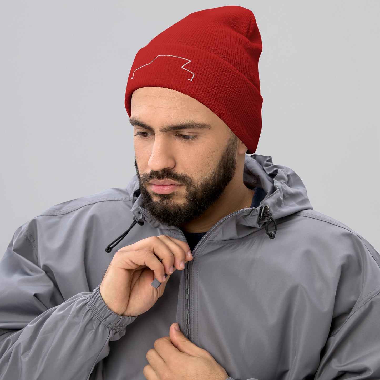 Silhouette Collectie – Citroën Ami 6 Lijnkunst Beanie | Minimalistisch & Elegant