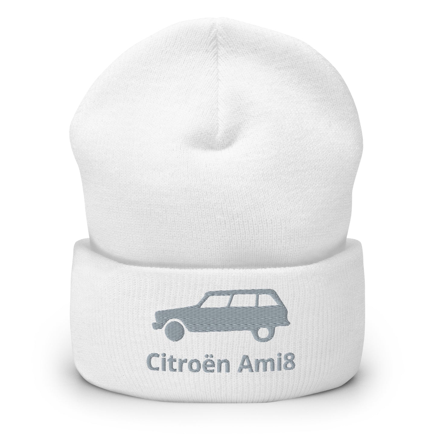 Bonnet Citroën AMI8 brodé avec bord replié disponible en Noir, Marine, Anthracite, Rouge ou Blanc