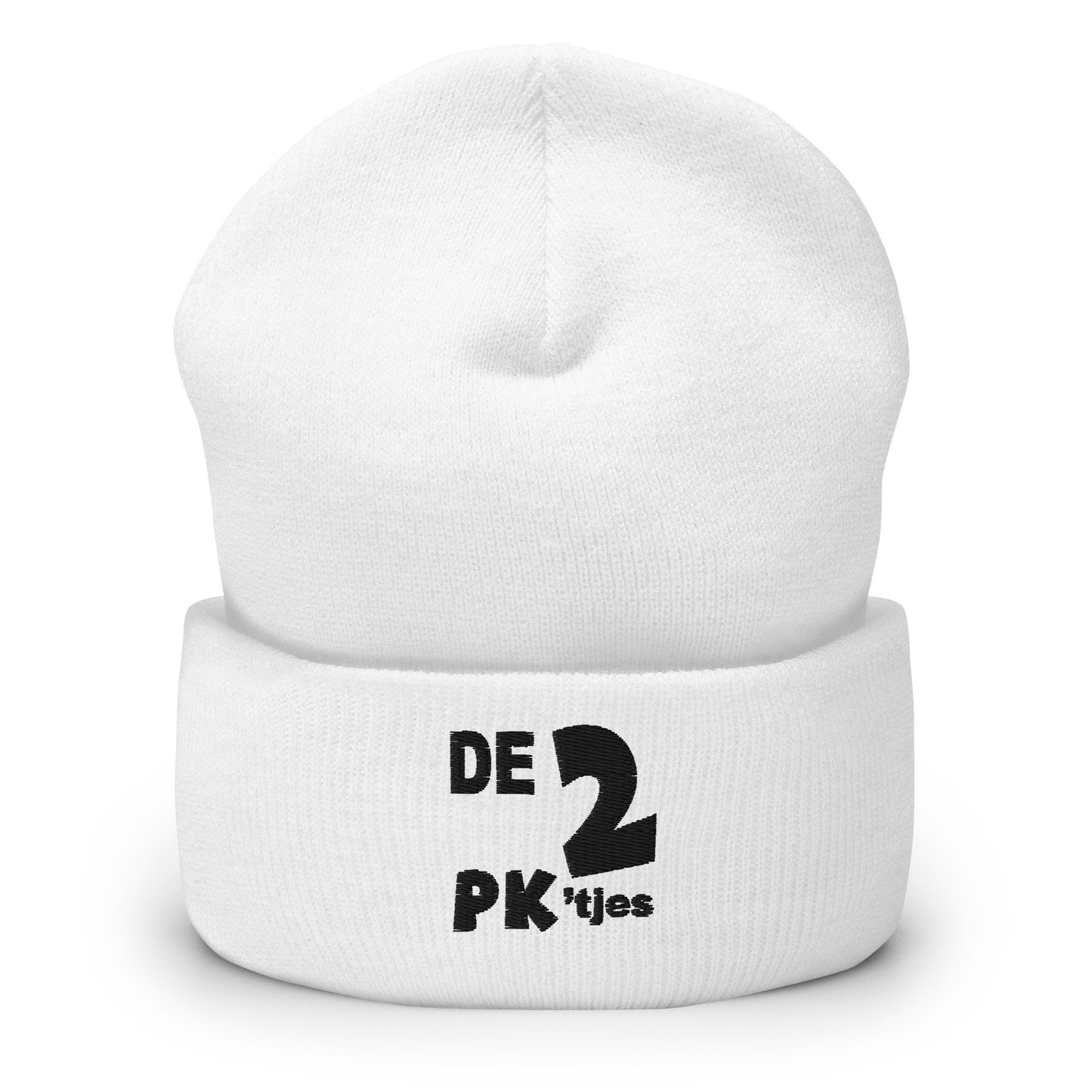 The2Pk'tjes embroidered Beanie with folded edge available in Anthracite, Grey or White