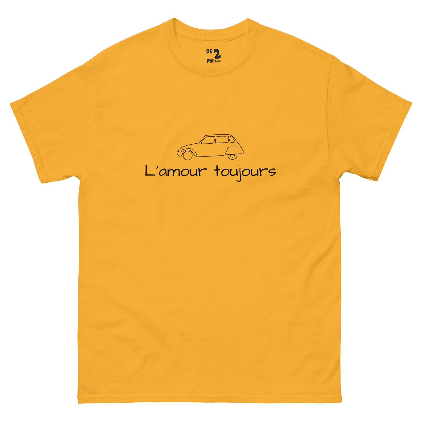 T-shirt Citroën Dyane L'amour Toujours - Rood, Blauw, Oranje, Geel, Zand of Wit