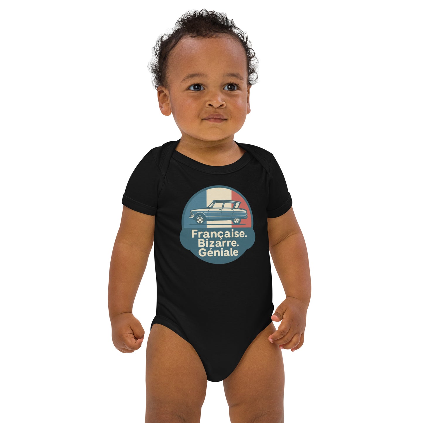 Organic Baby Romper – Citroën Ami 6 “Française. Bizarre. Géniale.”