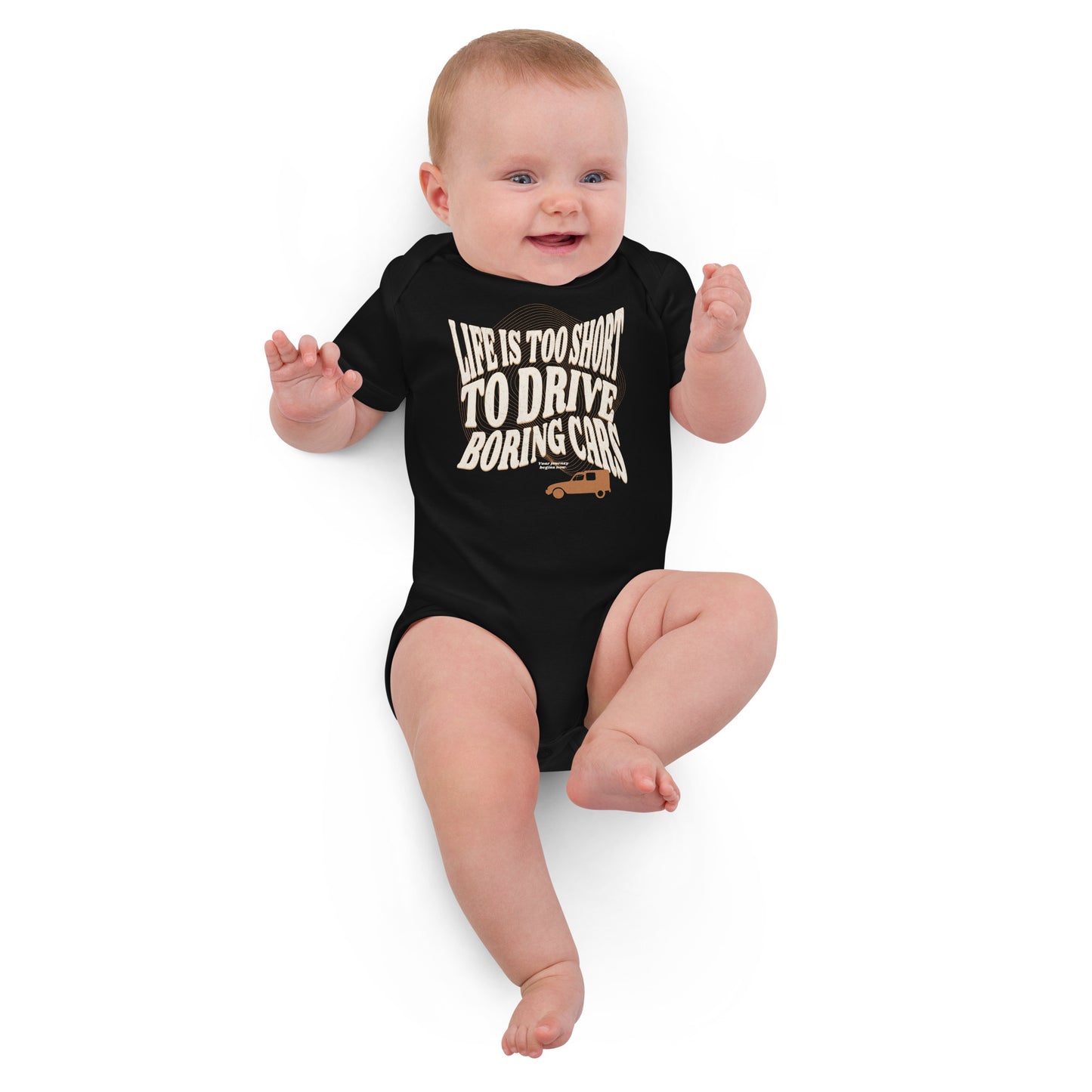 Biologische Baby Romper – “Life is Too Short to Drive Boring Cars”