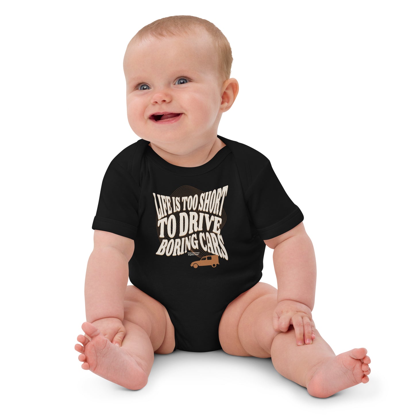 Biologische Baby Romper – “Life is Too Short to Drive Boring Cars”
