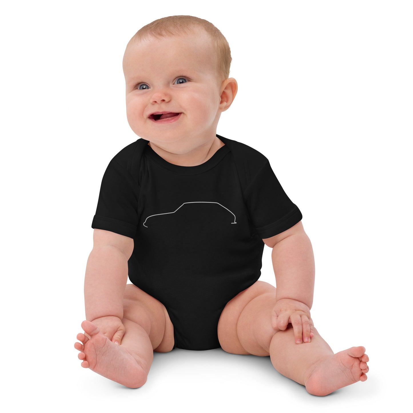 Biologische Baby Bodysuit – Silhouette Collectie – Citroën Ami8 Lijnkunst