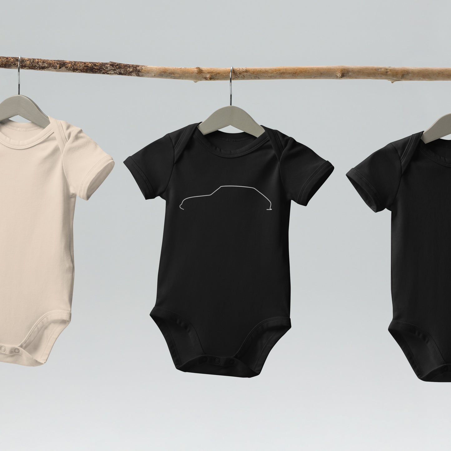 Biologische Baby Bodysuit – Silhouette Collectie – Citroën Ami8 Lijnkunst