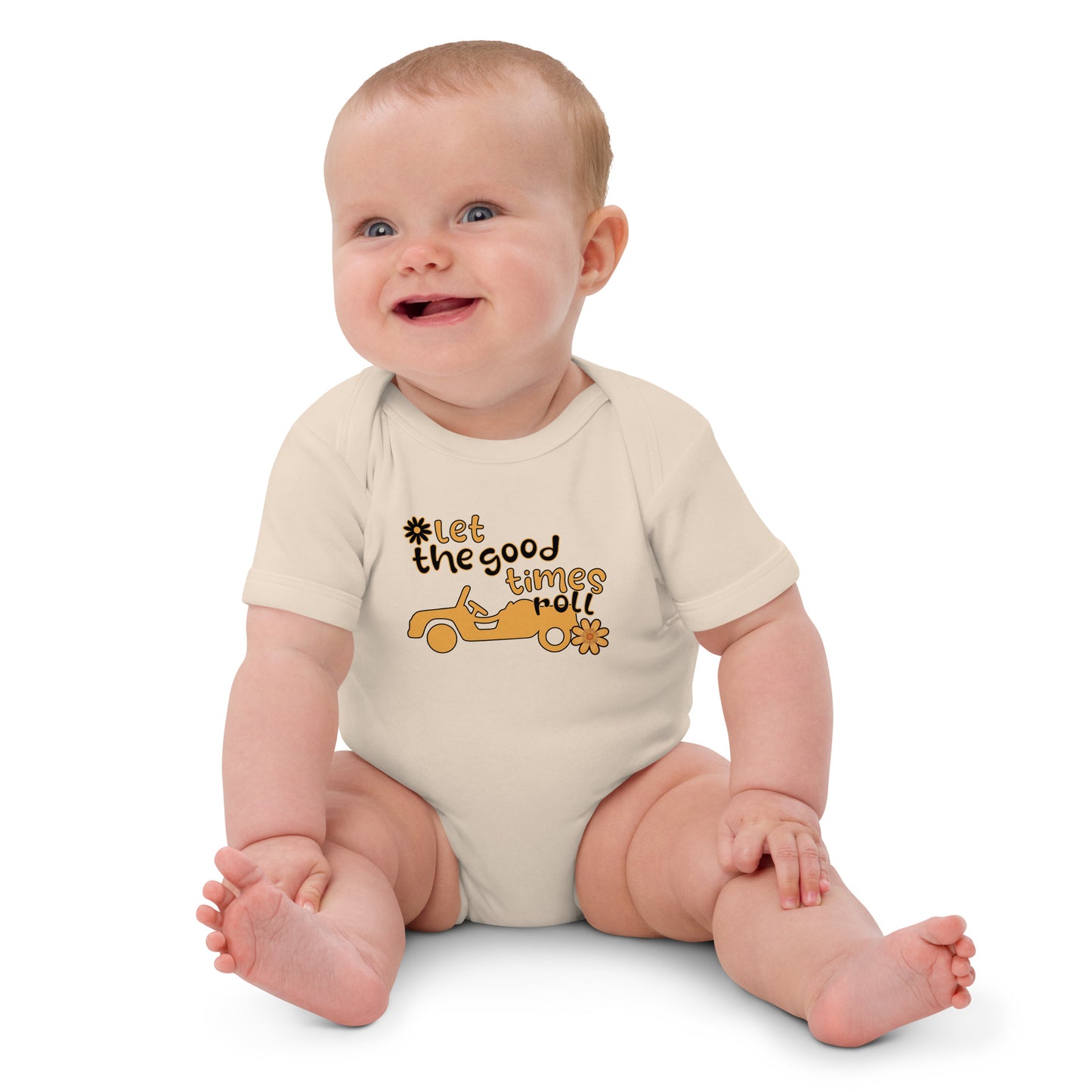 Barboteuse bébé bio – Citroën Méhari « Let the Good Times Roll »