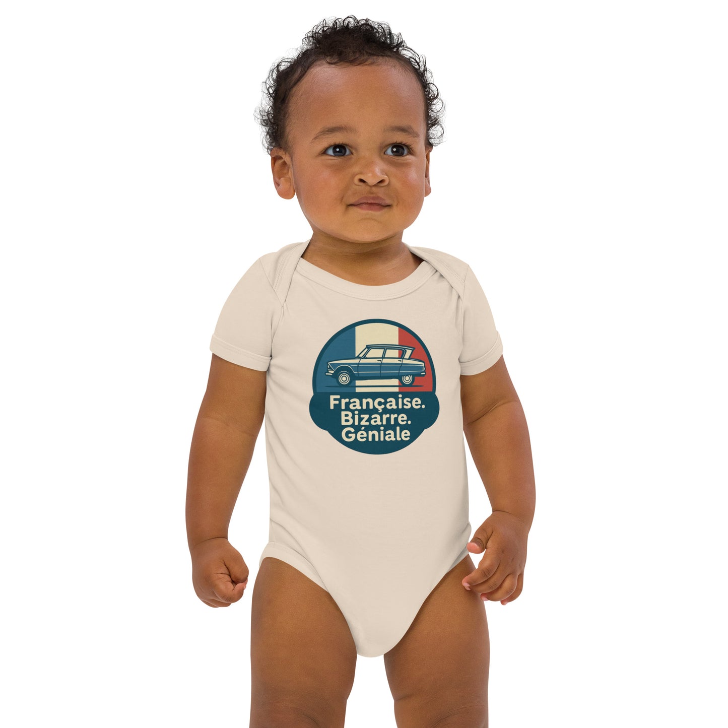 Organic Baby Romper – Citroën Ami 6 “Française. Bizarre. Géniale.”