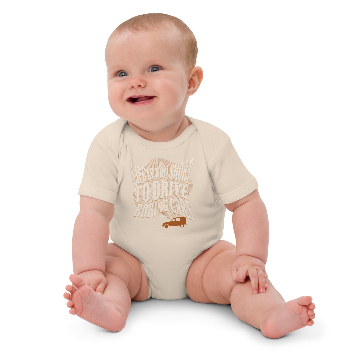 Biologische Baby Romper – “Life is Too Short to Drive Boring Cars”
