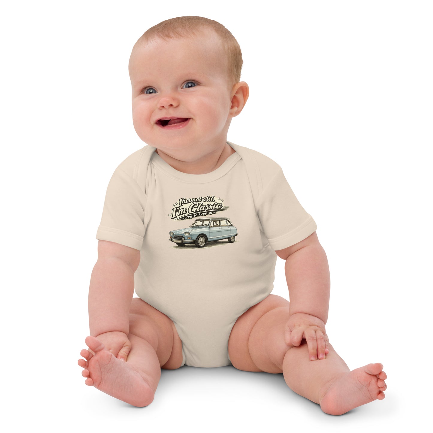 Body bébé Citroën Ami 8 – Illustration rétro « Je suis classique » | Collection Classique