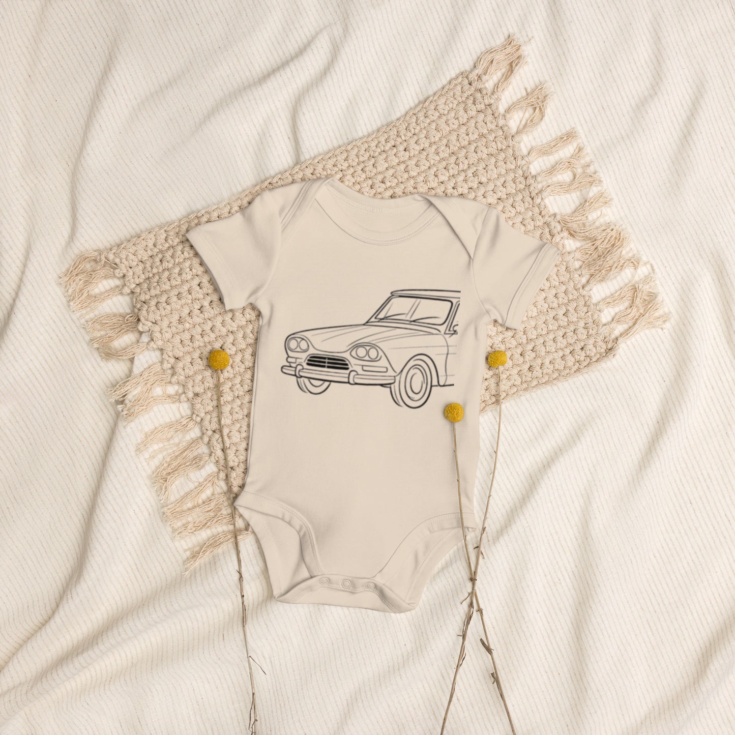 Baby Romper “Citroën AMI8 Line Art” – Biologisch Katoen | AMI8 Collectie