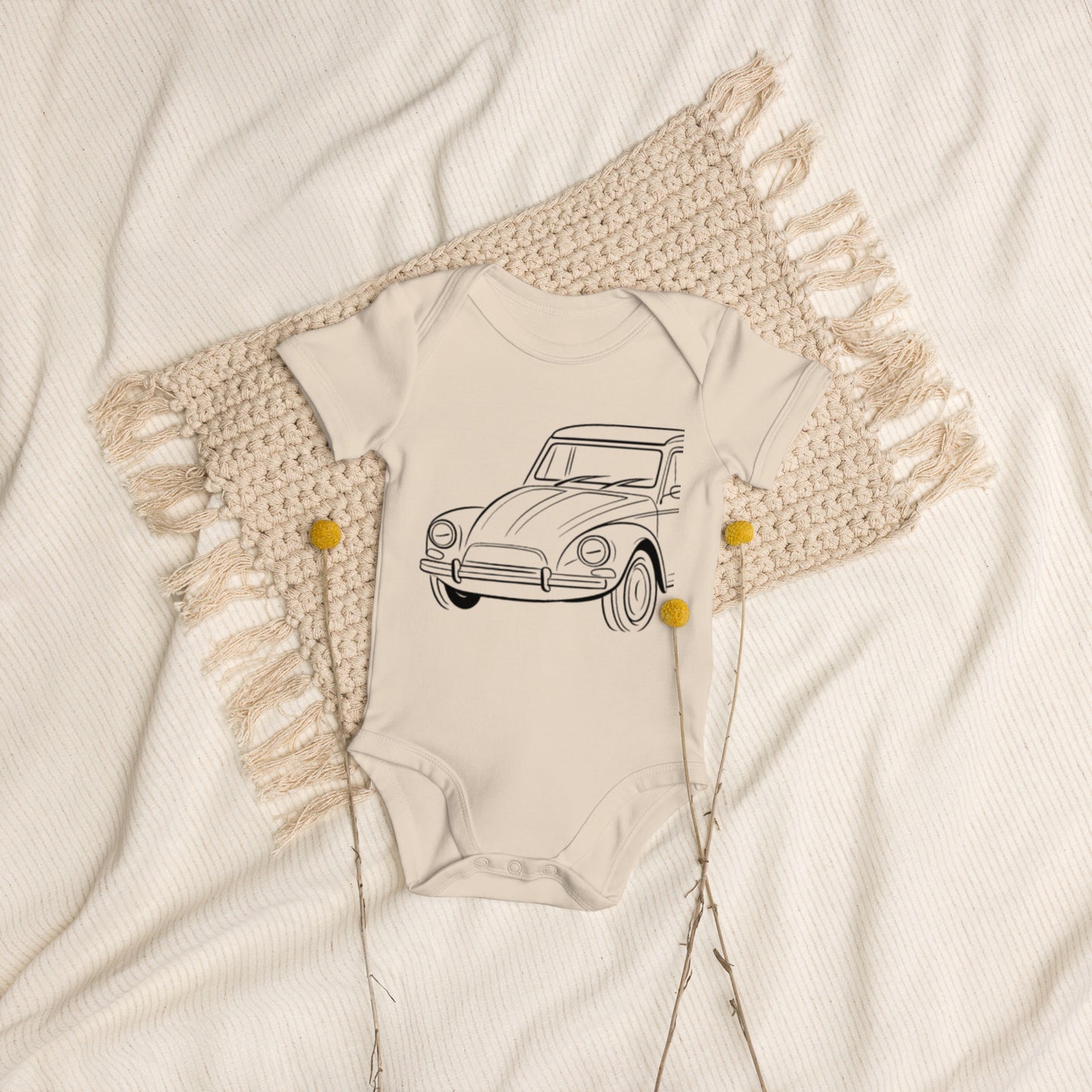 Baby Romper “Citroën Dyane Line Art” – Biologisch Katoen | Dyane Collectie
