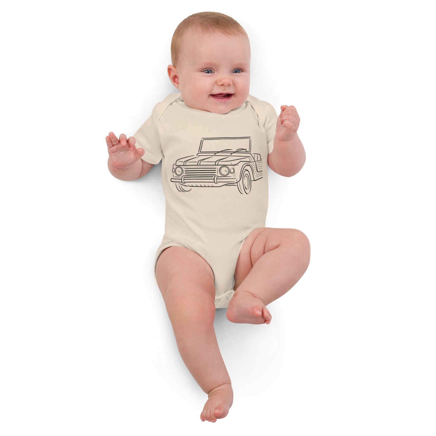 Baby Romper “Citroën Méhari Line Art” – Biologisch Katoen | Méhari Collectie