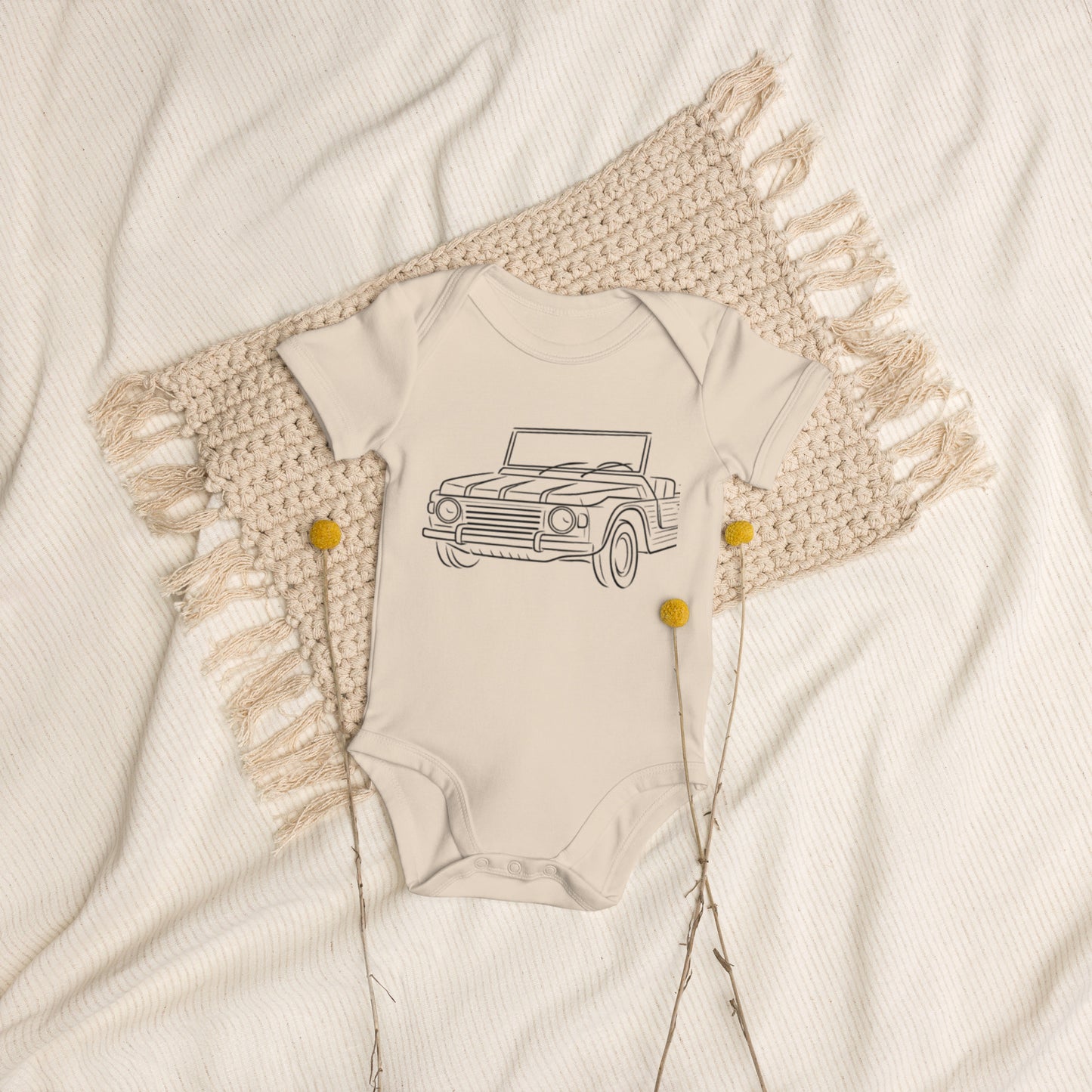 Baby Romper “Citroën Méhari Line Art” – Biologisch Katoen | Méhari Collectie