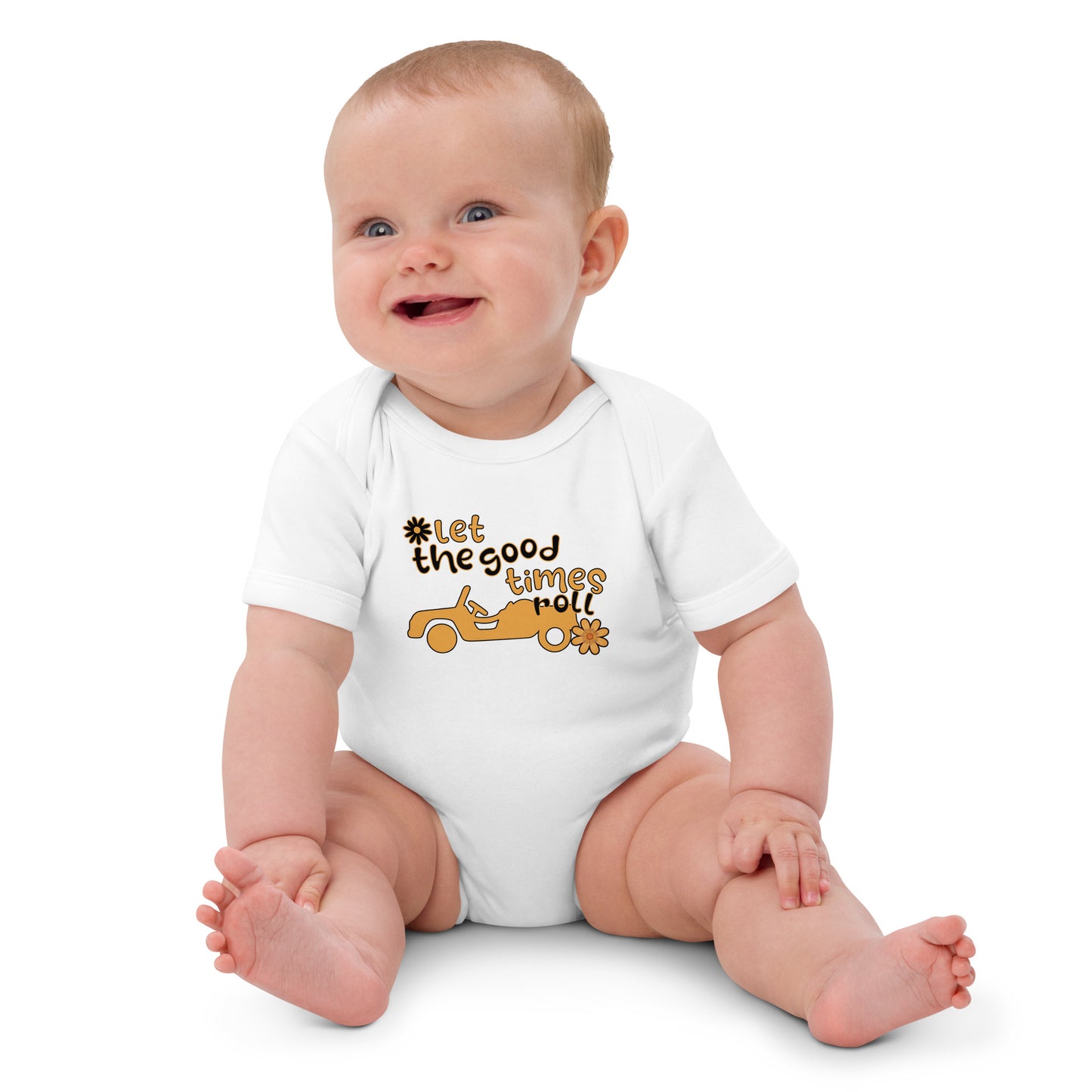 Barboteuse bébé bio – Citroën Méhari « Let the Good Times Roll »