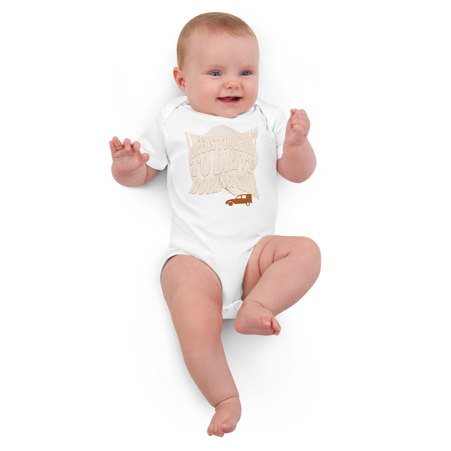 Biologische Baby Romper – “Life is Too Short to Drive Boring Cars”