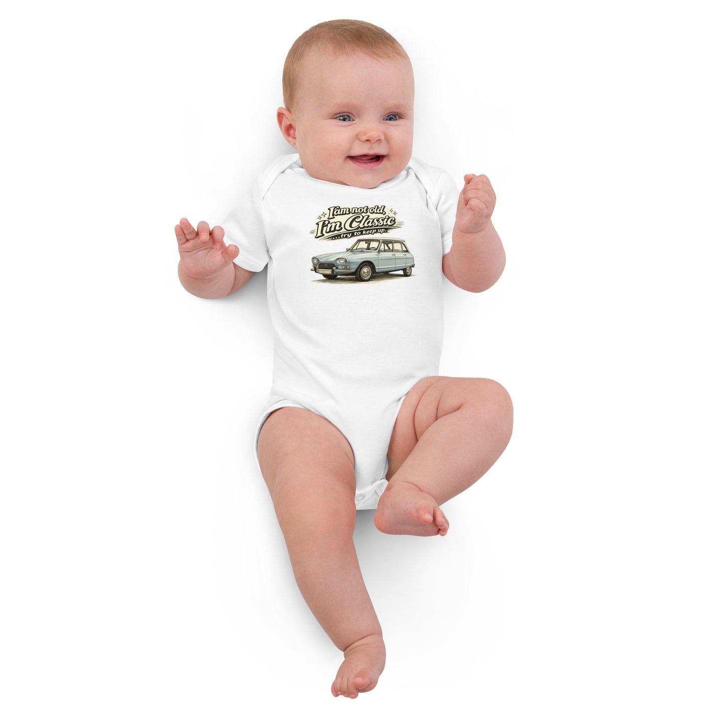 Body bébé Citroën Ami 8 – Illustration rétro « Je suis classique » | Collection Classique