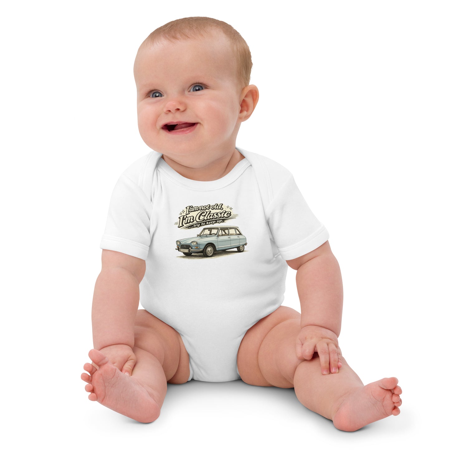 Body bébé Citroën Ami 8 – Illustration rétro « Je suis classique » | Collection Classique