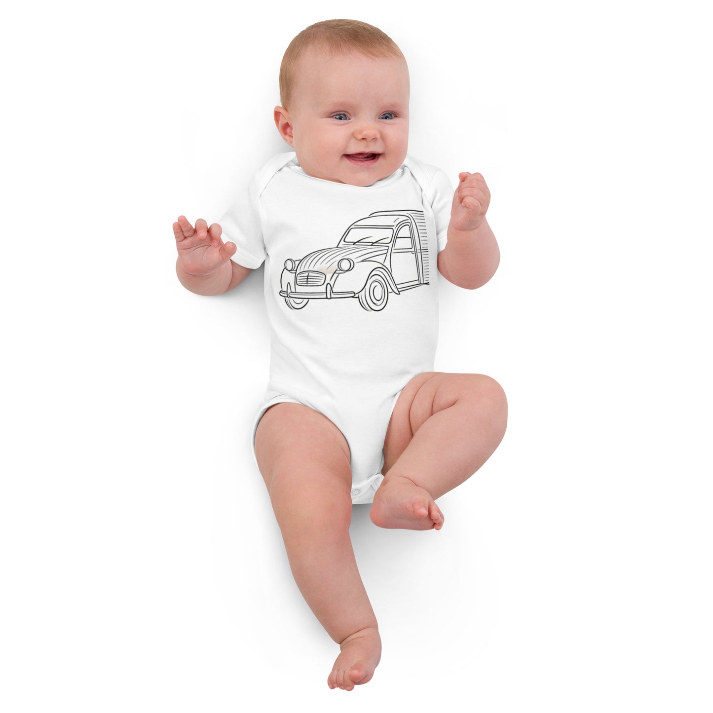 Baby Romper "2CV Fourgonnette Line Art" - Organic Cotton | Citroën Fourgonnette Collection