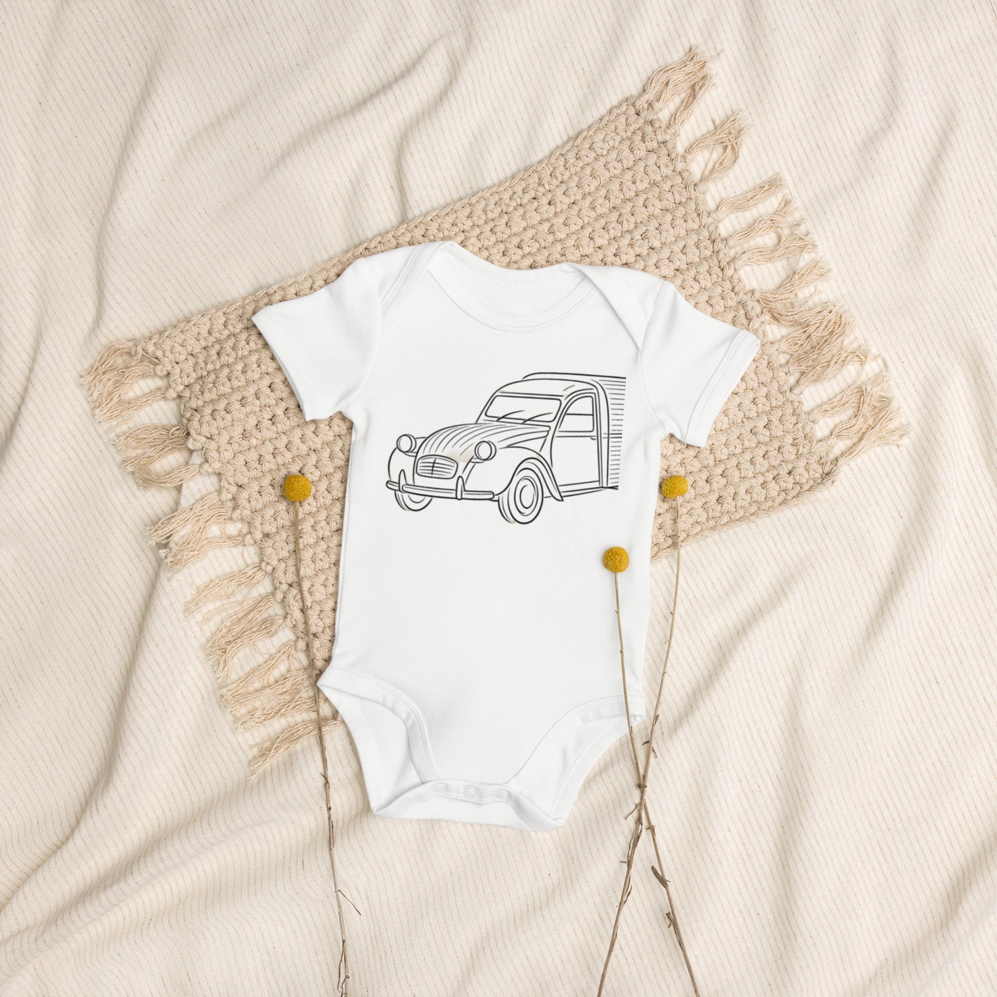 Baby Romper "2CV Fourgonnette Line Art" - Organic Cotton | Citroën Fourgonnette Collection