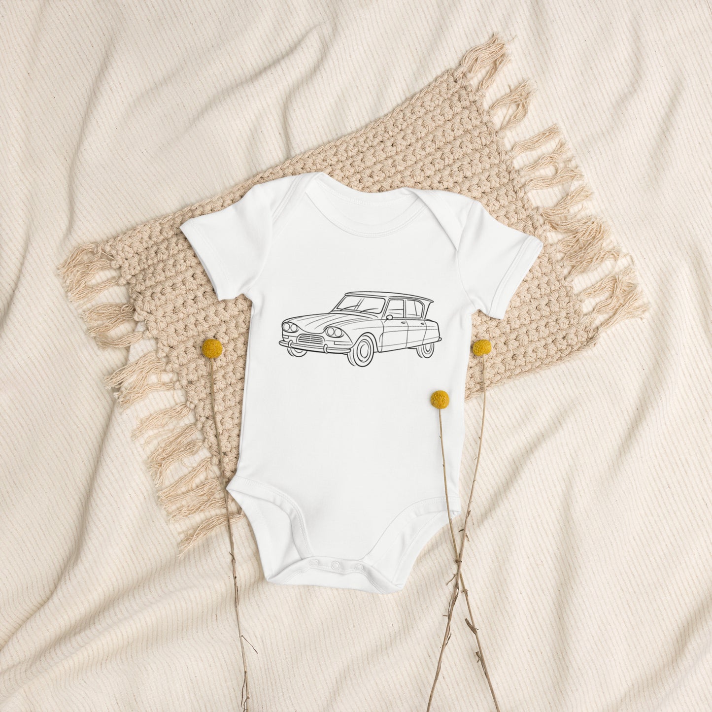 Combinaison Bébé « Citroën AMI6 Line Art » – Coton Bio | Collection AMI6