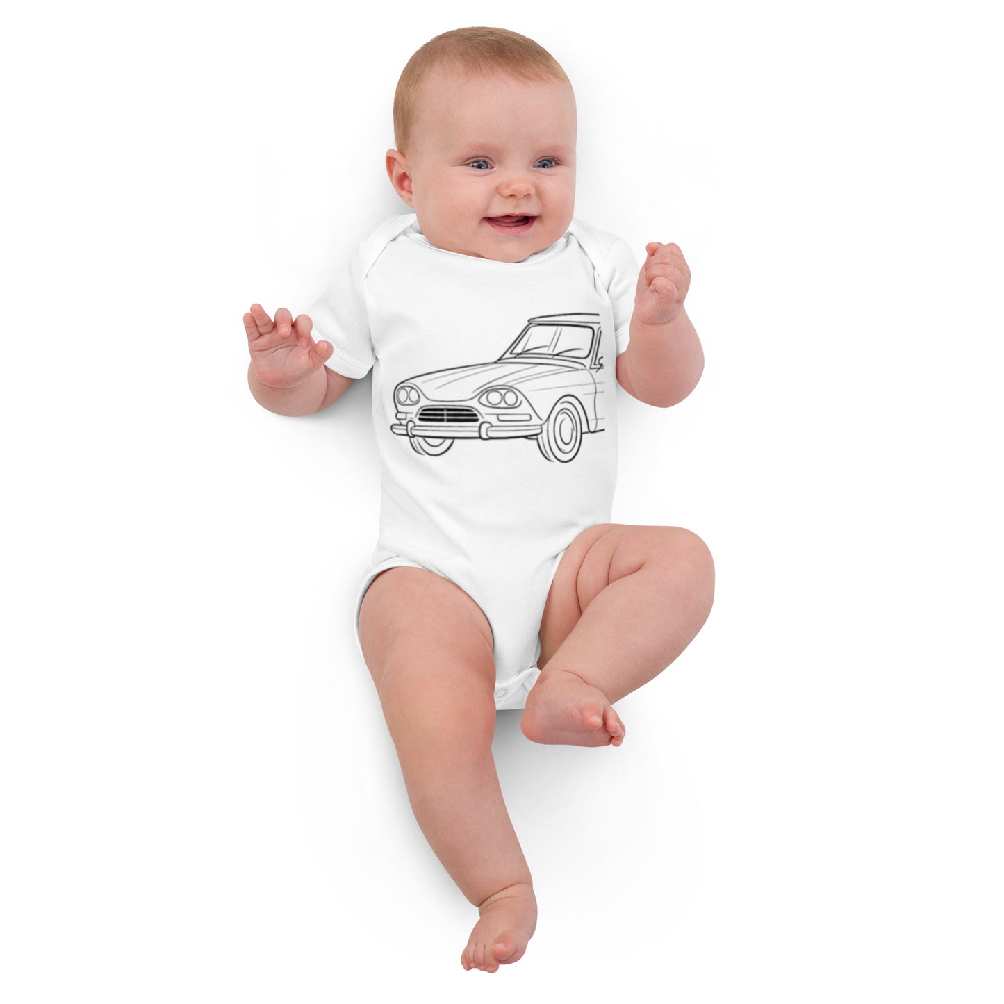 Baby Romper “Citroën AMI8 Line Art” – Biologisch Katoen | AMI8 Collectie