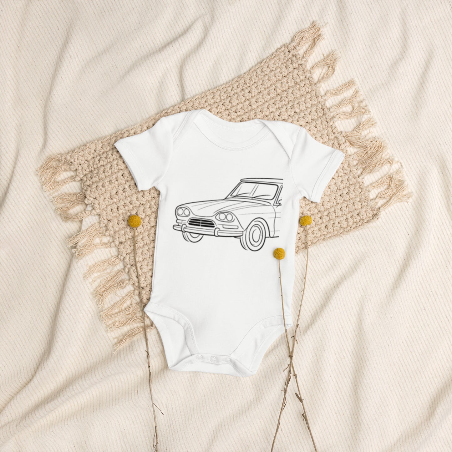 Baby Romper “Citroën AMI8 Line Art” – Biologisch Katoen | AMI8 Collectie