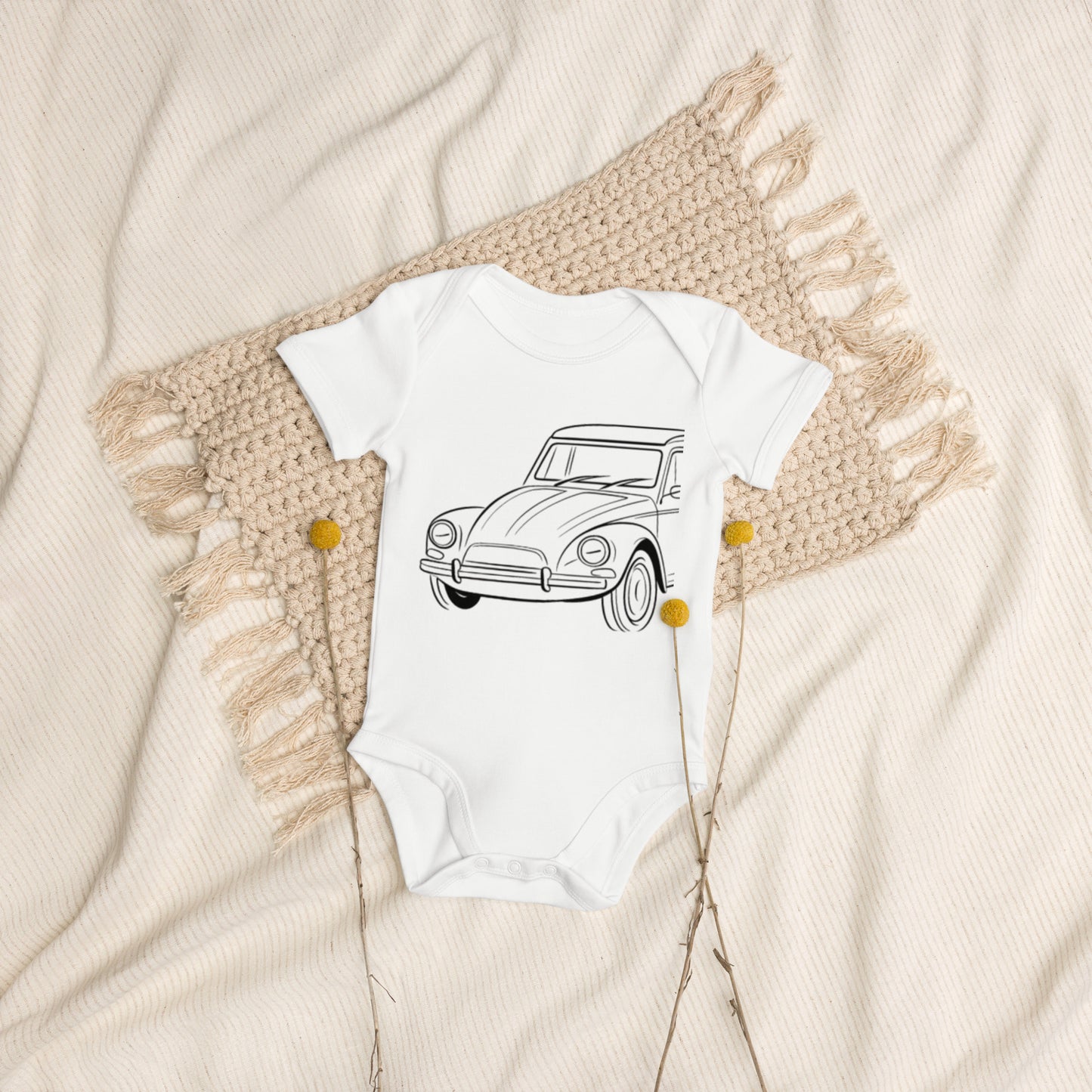 Baby Romper “Citroën Dyane Line Art” – Biologisch Katoen | Dyane Collectie