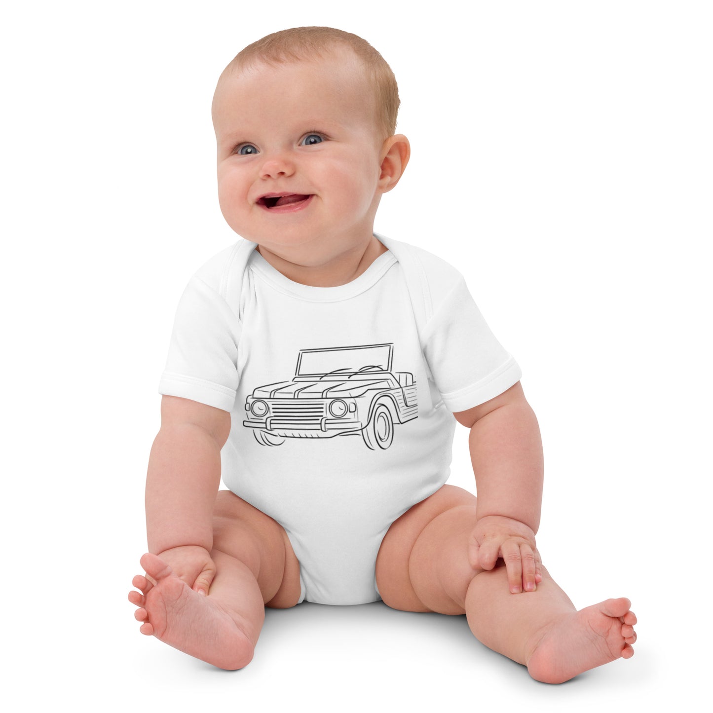 Baby Romper “Citroën Méhari Line Art” – Biologisch Katoen | Méhari Collectie