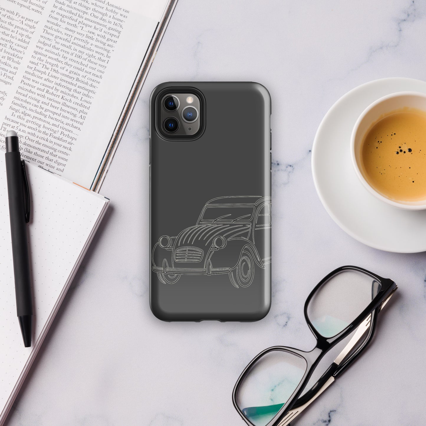 Citroën 2CV Tough Case voor iPhone® – Minimalistisch Telefoonhoesje met Exclusieve 2CV Lijntekening