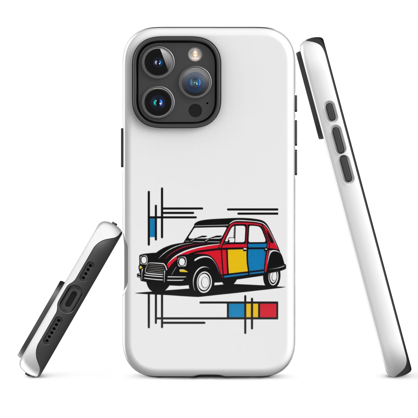 Coque rigide pour iPhone® Citroën Dyane Mondrian – Coque de téléphone artistique au design rétro