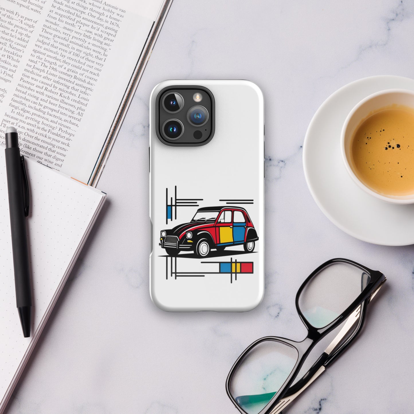 Coque rigide pour iPhone® Citroën Dyane Mondrian – Coque de téléphone artistique au design rétro