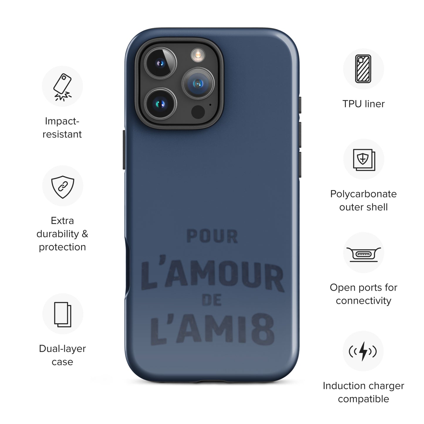 Citroën Ami 8 "Pour L'amour de l'Ami8" Coque de Protection Robuste pour iPhone® – Coque Rétro pour les Amateurs de Voitures Anciennes