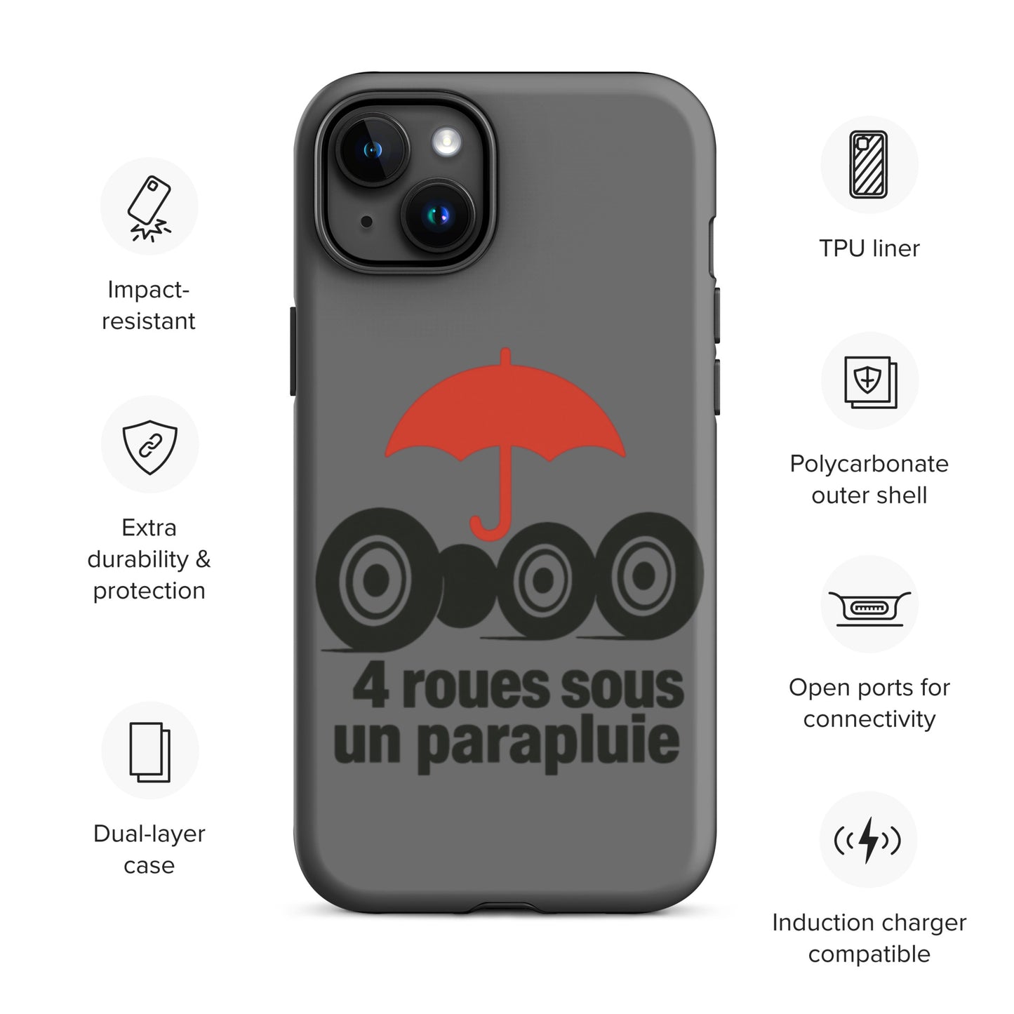 Coque iPhone Tough Case – Coque design "4 Roues sous un Parapluie" 2CV