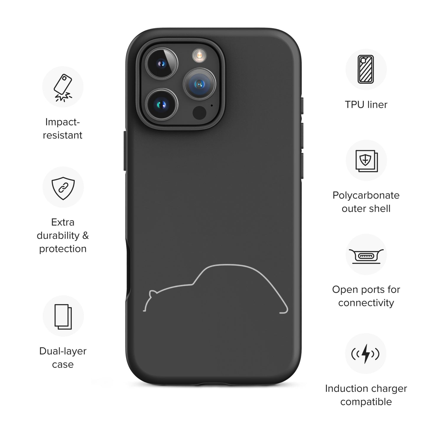 iPhone Tough Case - Minimalist Citroën 2CV Line Drawing Case