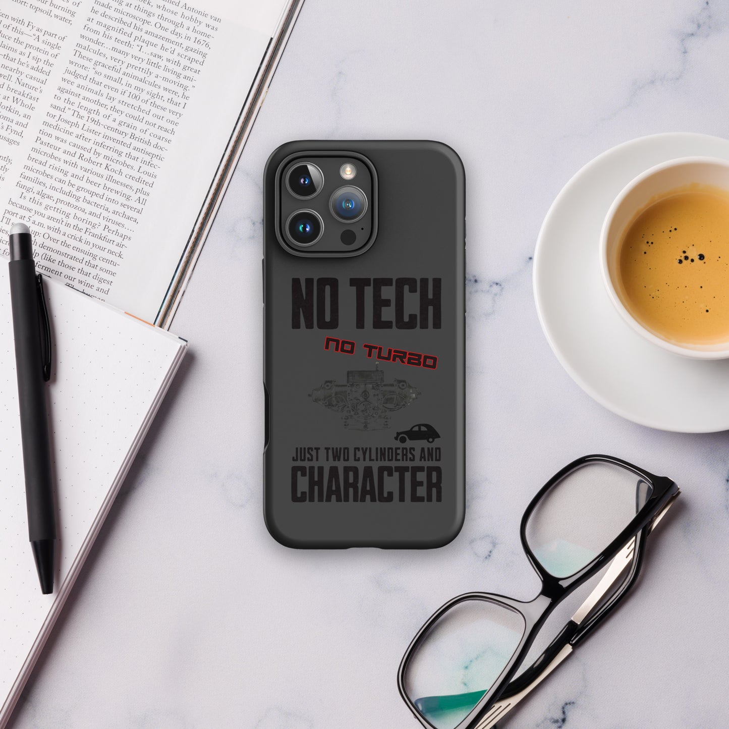 Coque de téléphone iPhone Tough Case – Coque design moteur Citroën type A « No Tech No Turbo »