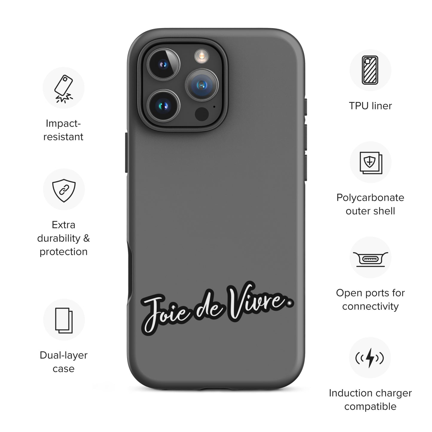 iPhone Tough Case – "Joie de Vivre" Minimalist Design Phone Case