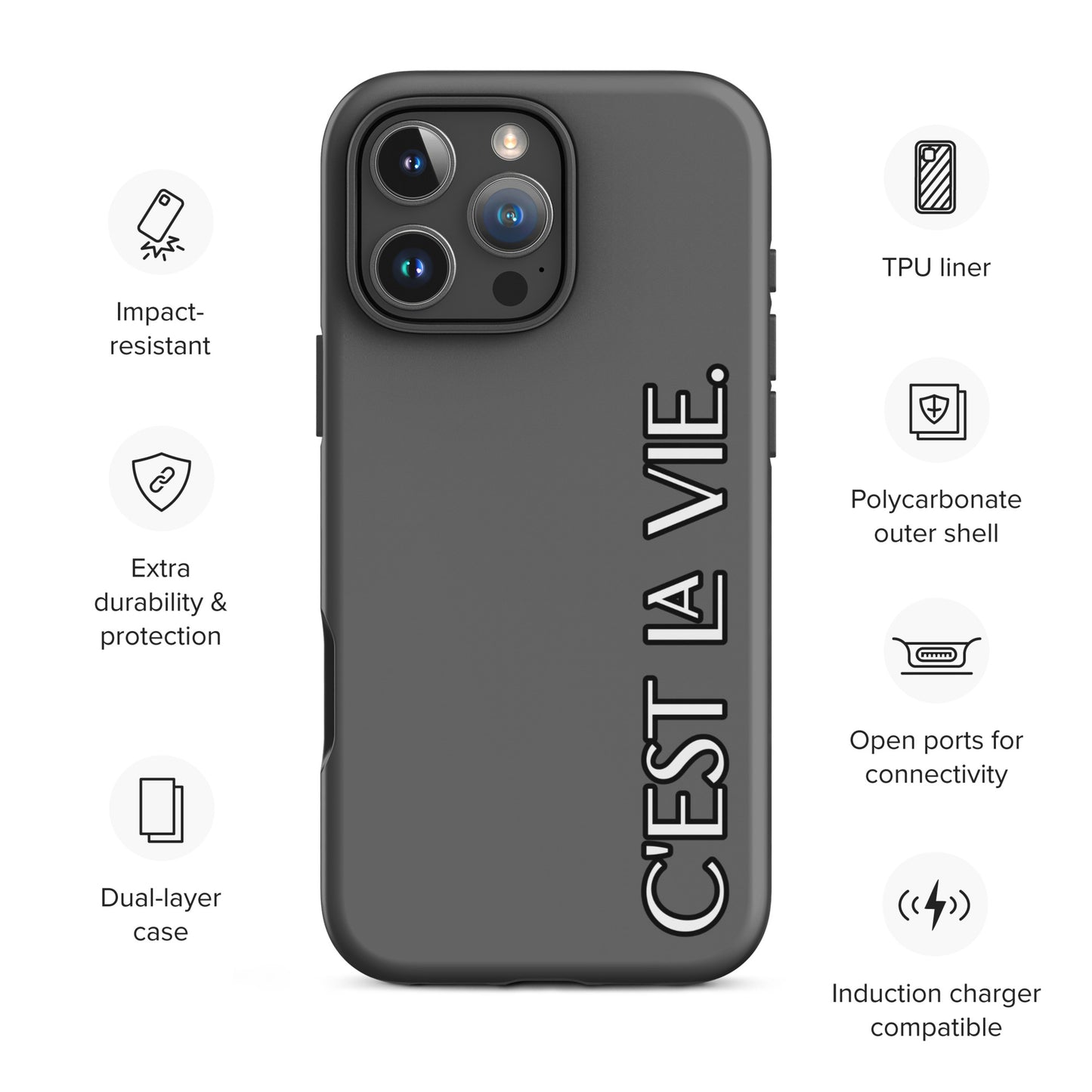 iPhone Tough Case Phone Cover – “C’est la Vie” Minimalist Design Cover