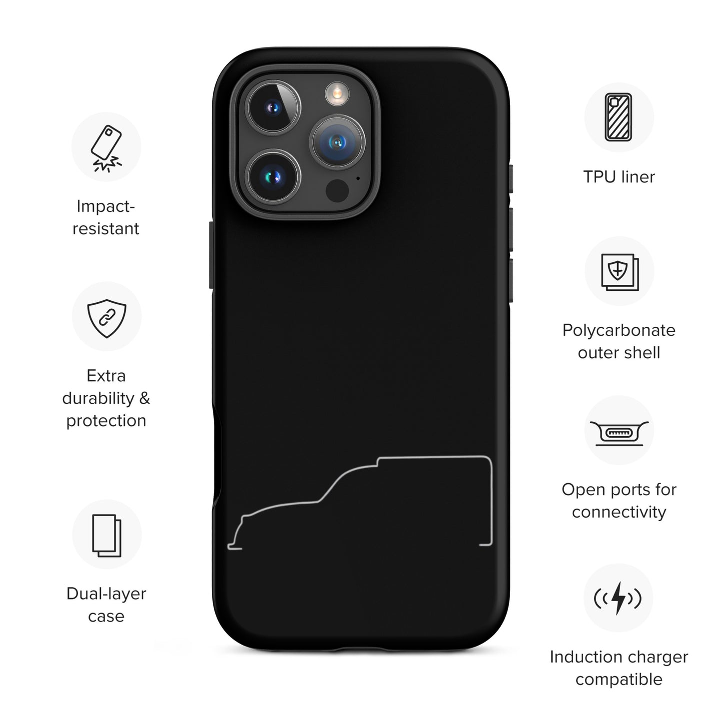 Coque de protection iPhone rigide – Coque Motif Fourgonnette Silhouette Ligne