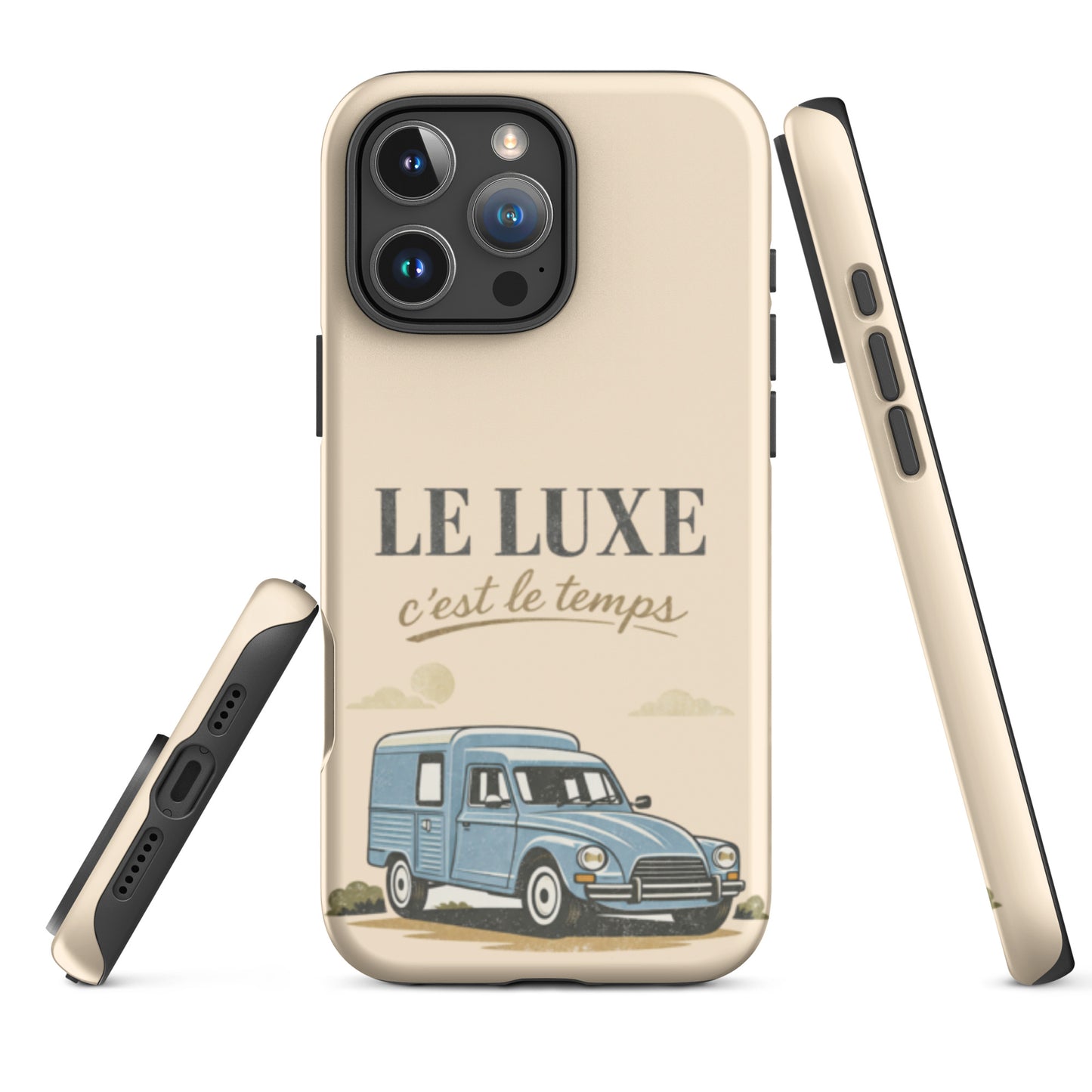 Coque de téléphone iPhone Tough Case – Illustration Citroën Acadiane – Design Voiture Utilitaire Vintage « Le Luxe c’est le temps »