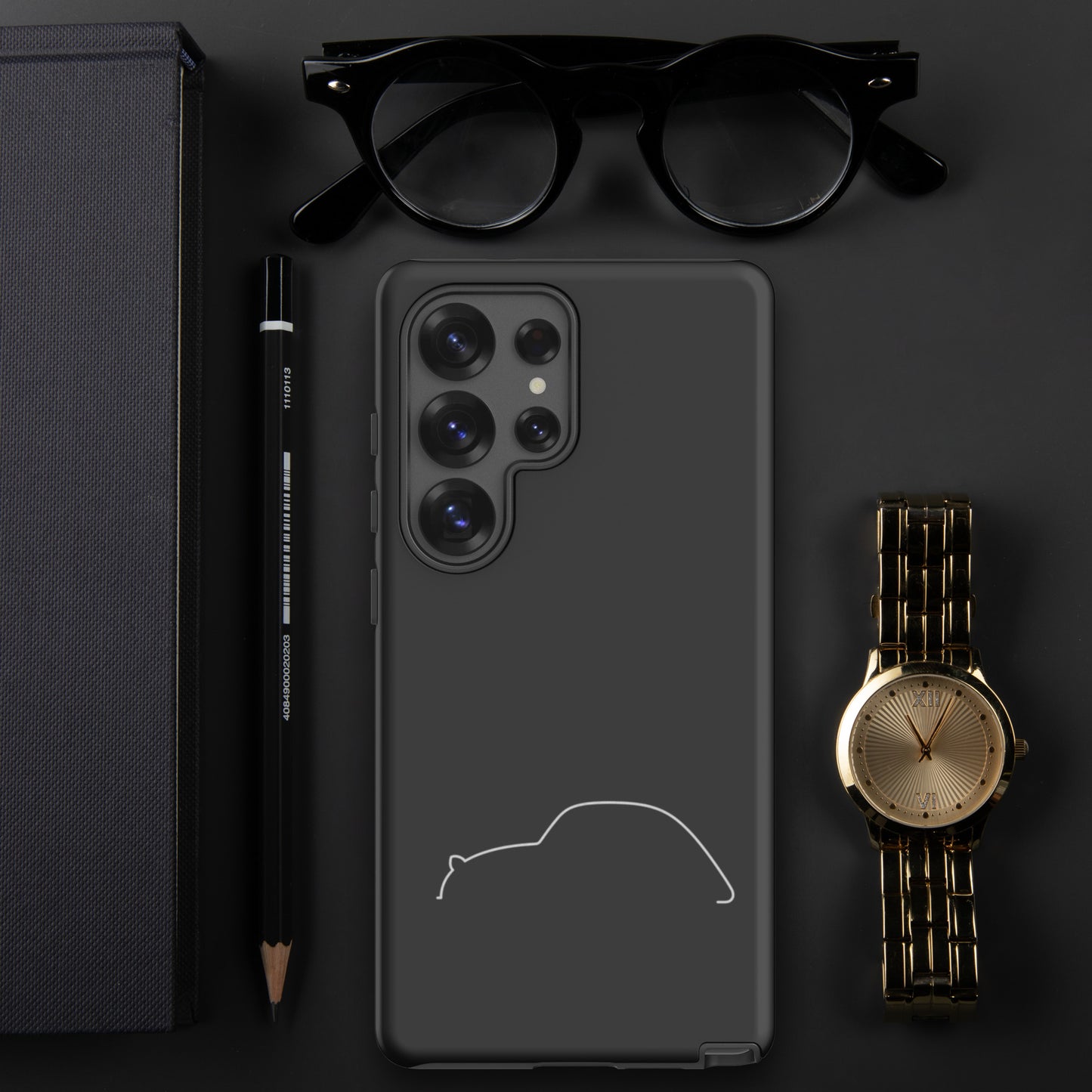 Samsung Tough Case telefoonhoesje – Minimalistische Citroën 2CV Lijntekening Hoesje