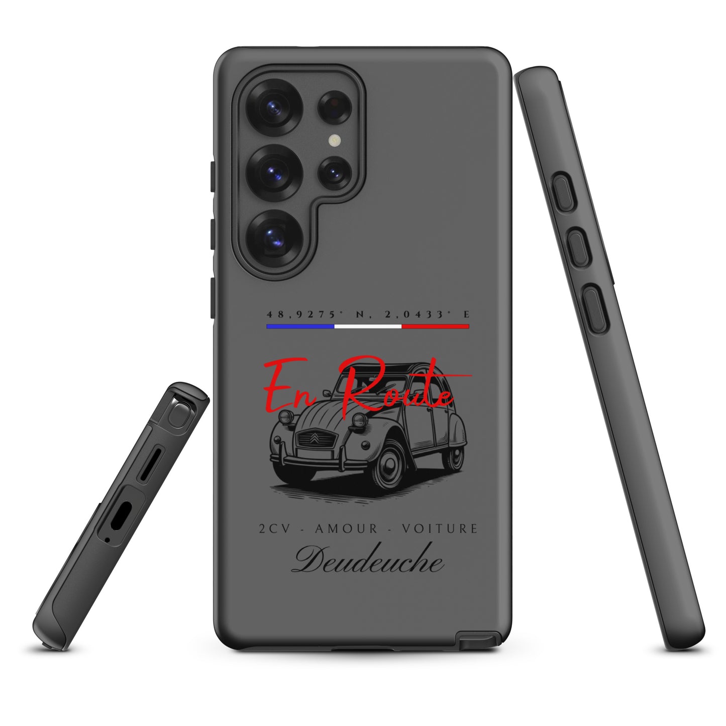 Coque de téléphone Samsung Tough Case – Design Citroën 2CV « En Route » avec coordonnées
