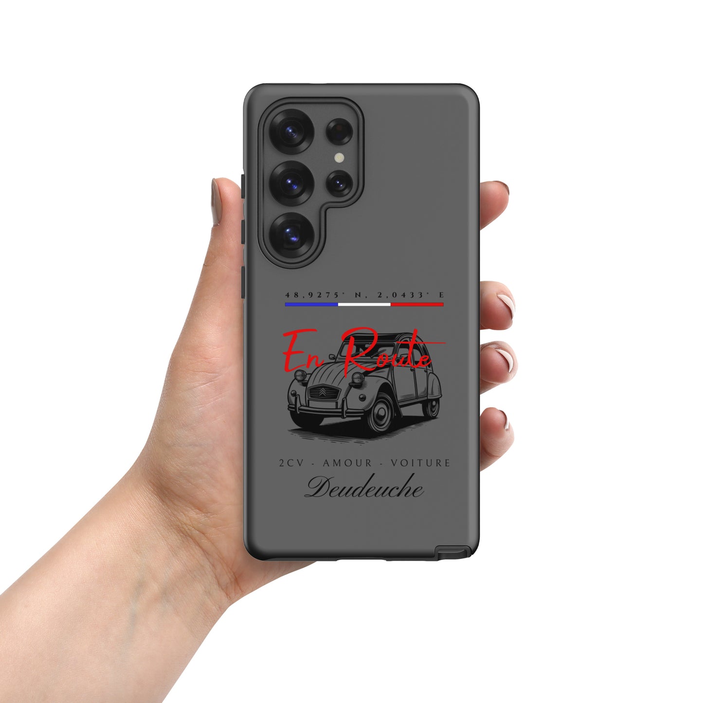 Coque de téléphone Samsung Tough Case – Design Citroën 2CV « En Route » avec coordonnées
