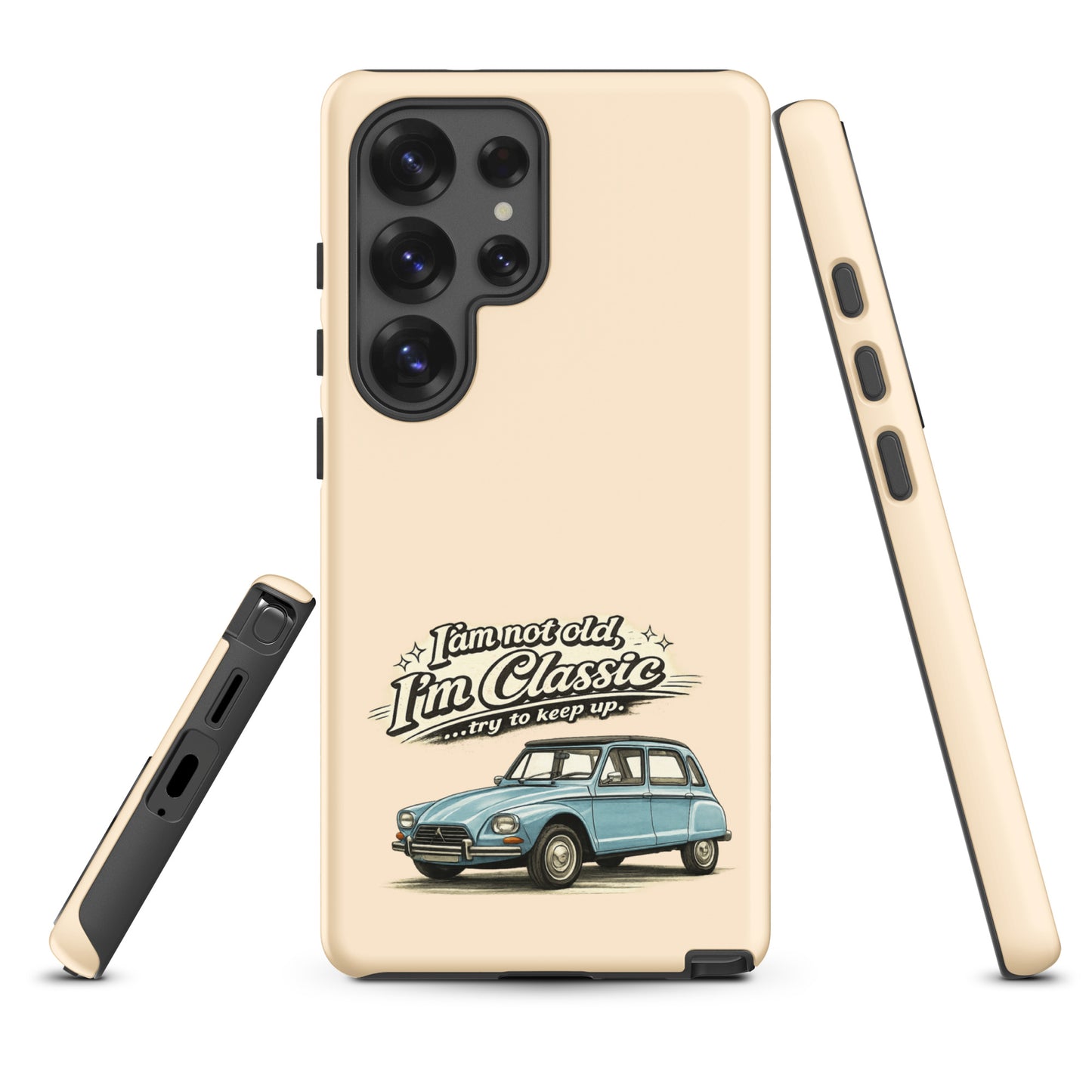 Coque de téléphone Samsung Tough Case – Illustration vintage Citroën Dyane – Design de voiture classique et double protection