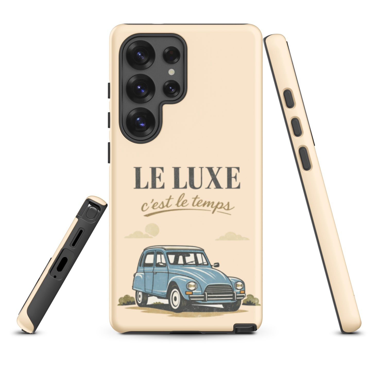 Coque de téléphone Samsung Tough Case – Illustration Citroën Dyane – Design de voiture vintage « Le Luxe c’est le temps »