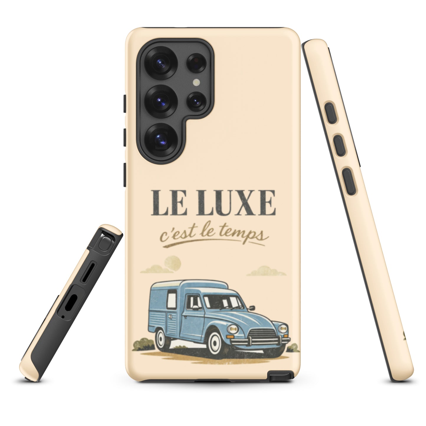 Coque de protection Samsung Tough Case – Illustration Citroën Acadiane – Design utilitaire vintage « Le Luxe c’est le temps »