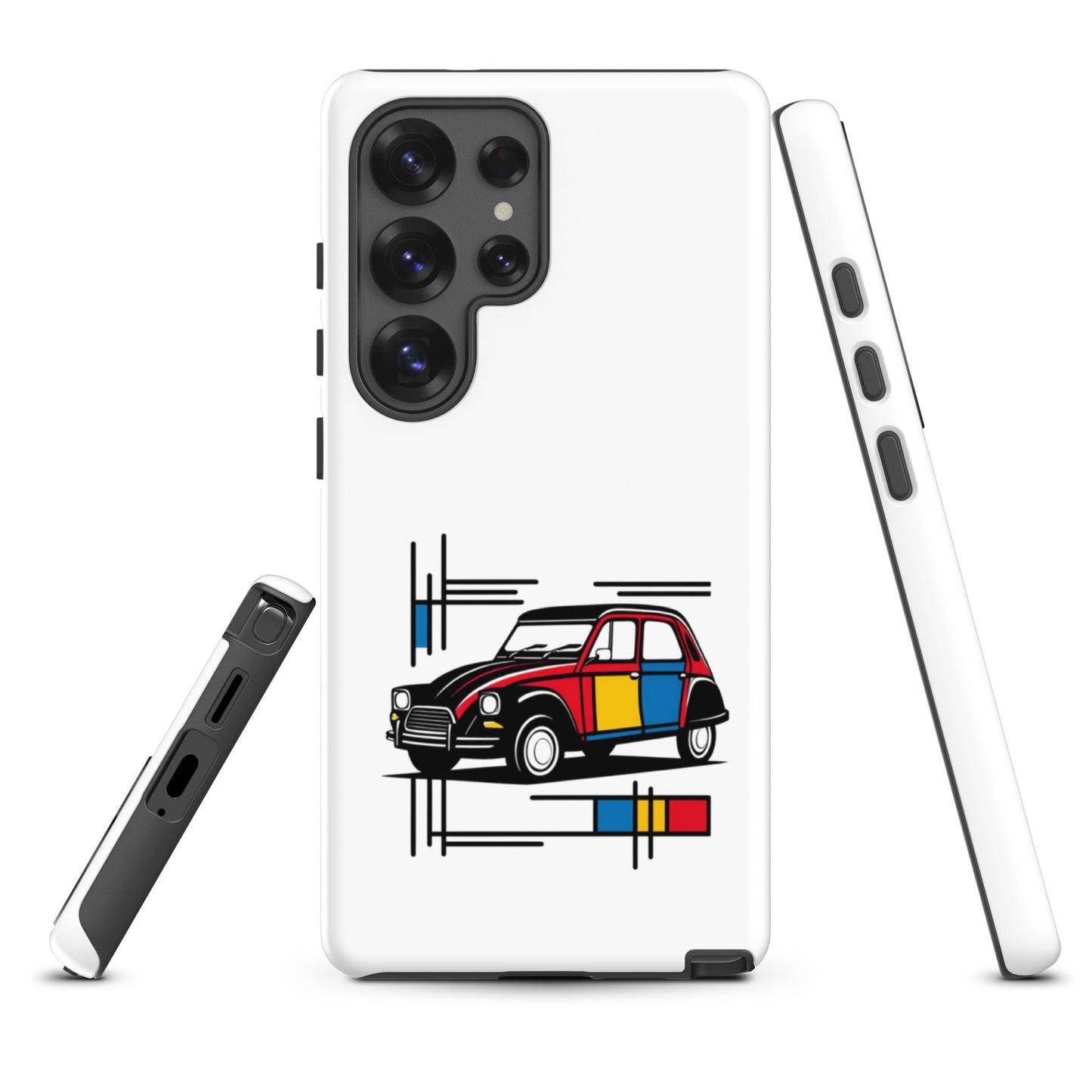 Citroën Dyane Mondrian Coque rigide pour Samsung® – Coque de téléphone artistique avec illustration rétro colorée