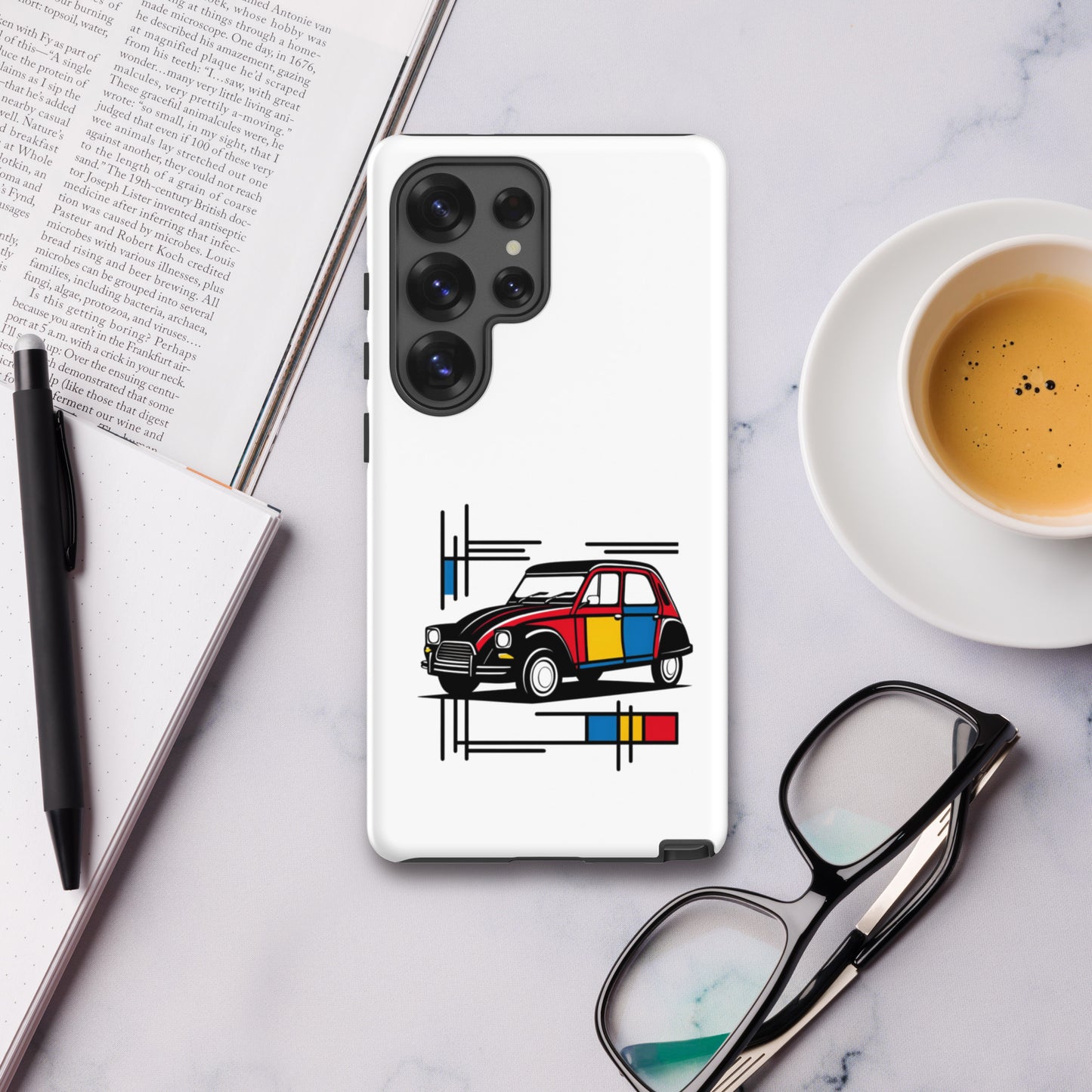 Citroën Dyane Mondrian Coque rigide pour Samsung® – Coque de téléphone artistique avec illustration rétro colorée