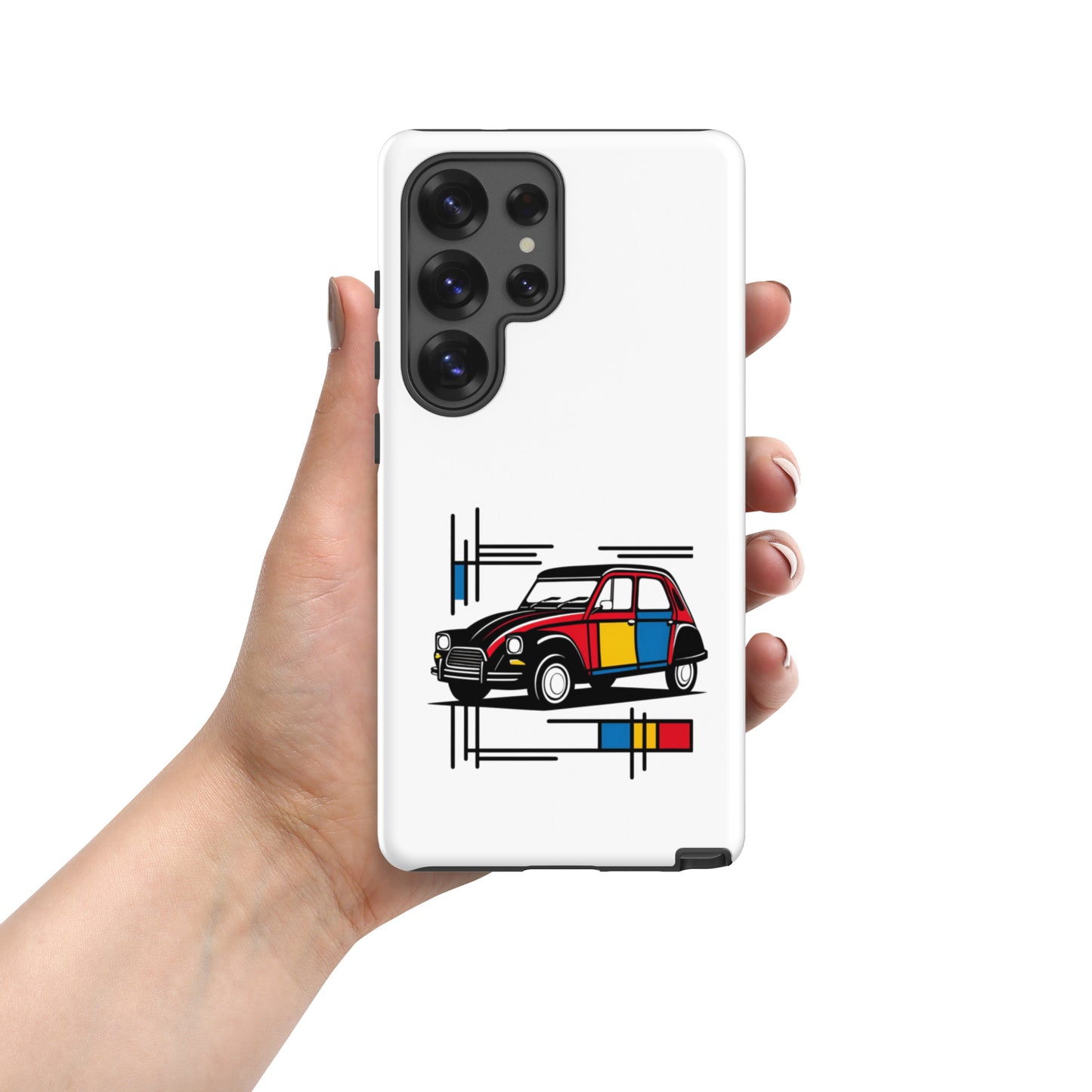 Citroën Dyane Mondrian Coque rigide pour Samsung® – Coque de téléphone artistique avec illustration rétro colorée